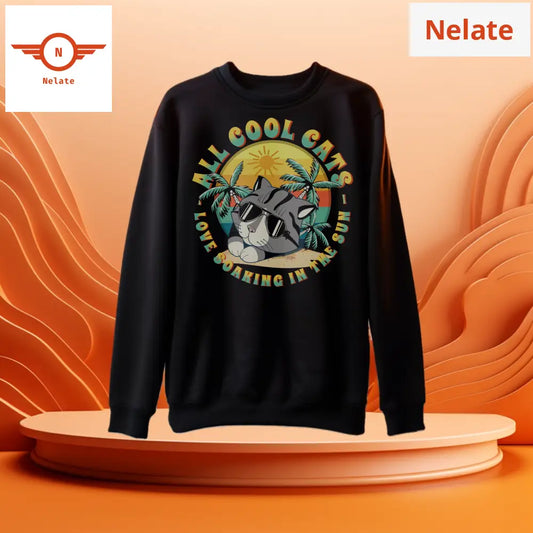 All Cool Cats - Sunset Beach Black Sweatshirt For Men