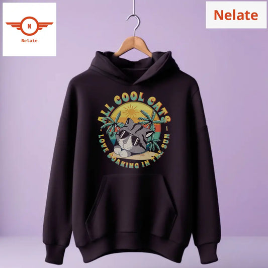 All Cool Cats - Sunset Beach Exclusive Black Hoodie For Men