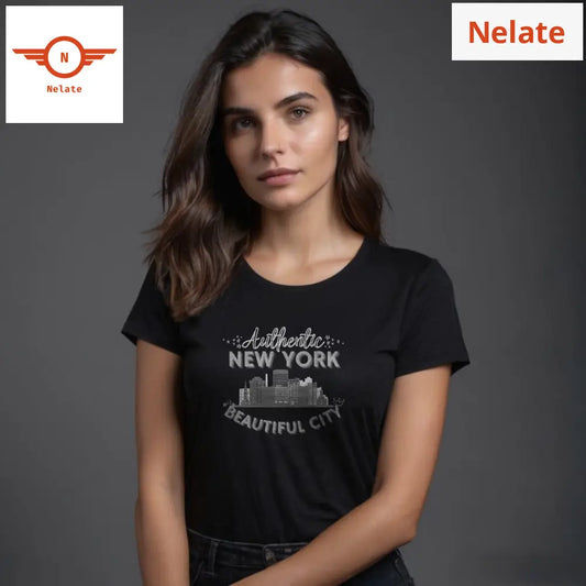 ’Authentic New York’ Women’s Black T-Shirt