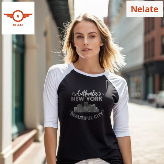 ’Authentic New York’ Women’s Raglan T-Shirt