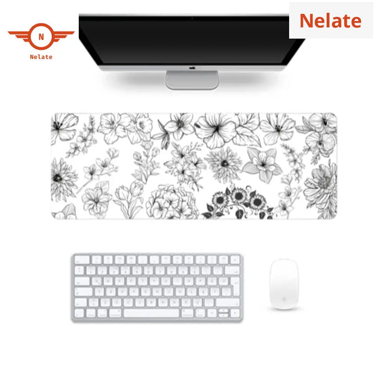 Black And White Floral Pattern Gaming Pad
