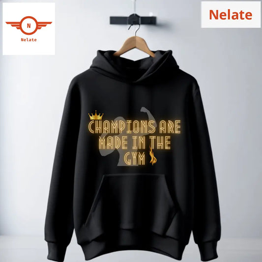Champions Are Made In The Gym Black Hoodie For Men