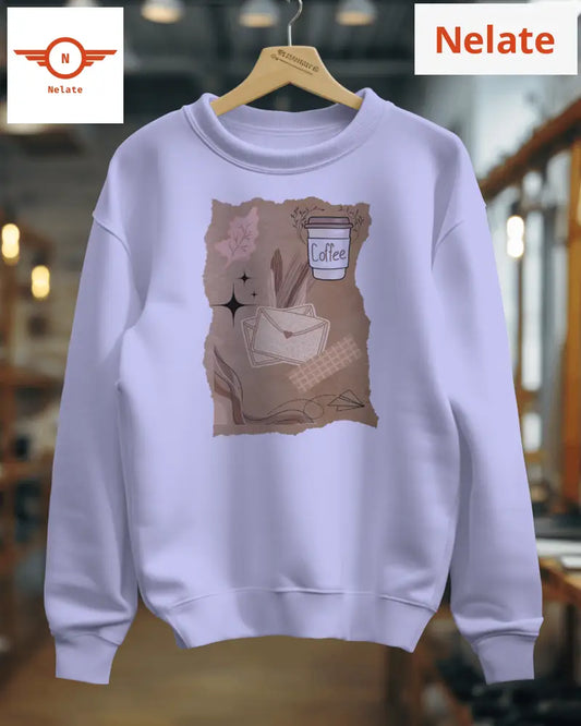 ’Coffee And Message Theme’ Lavender Women’s Sweatshirt
