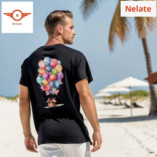 Colorful Balloons Black Oversized T-Shirt