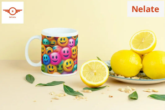 ’Colorful Smiley Theme’ White Coffee Mug
