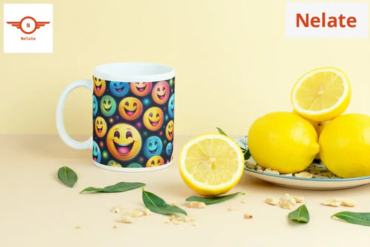 ’Colorful Smiley’ White Coffee Mug