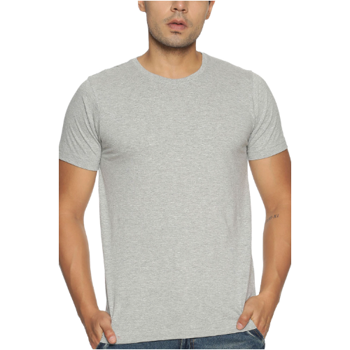 Nelate Plain Melange Grey T-Shirt For Men
