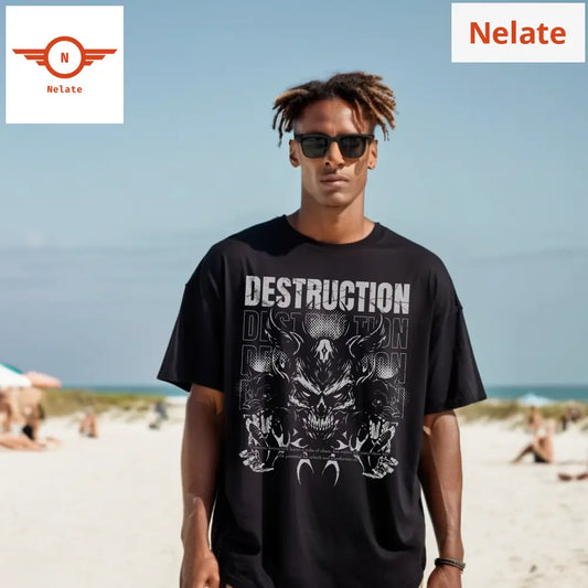 Destruction - Black Oversized T-Shirt