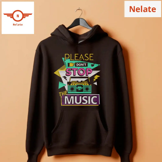 Dont Stop The Music - Colorful Retro Black Hoodie For Men