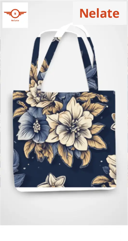 Flower Pattern Blue Theme Exclusive Tote Bag