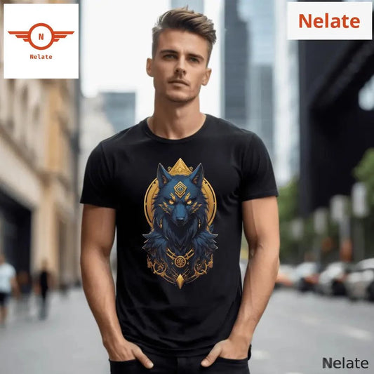 Golden eye Fox Black t-shirt -  by Nelate - Men's T-shirt, Men’s T-shirt
