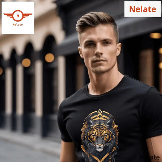 Golden Eye Tiger black t-shirt -  by Nelate - Men's T-shirt, Men’s T-shirt