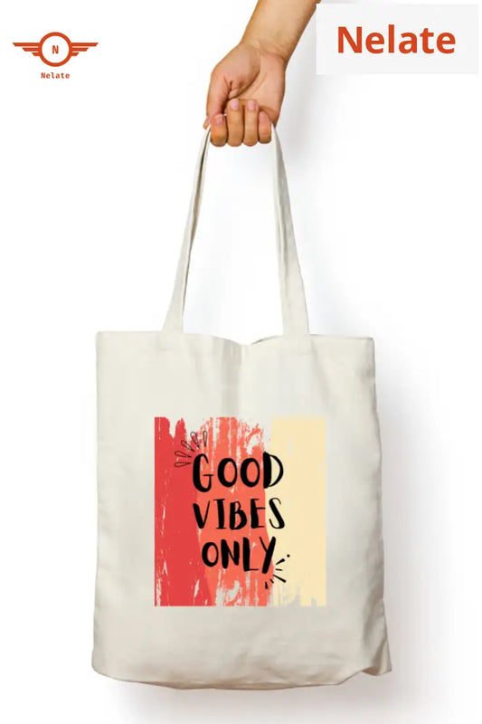 ’Good Vibes Only’ Tote Bag Zipper
