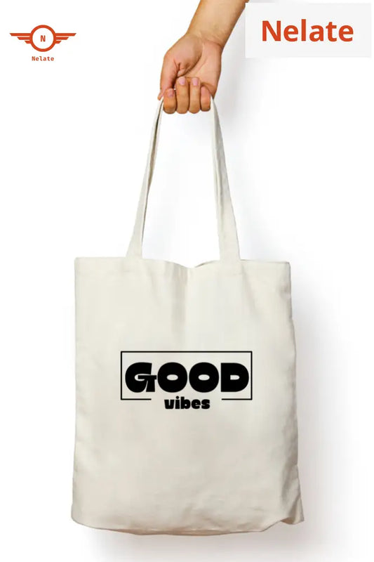 ’Good Vibes’ Tote Bag Zipper White / Standard