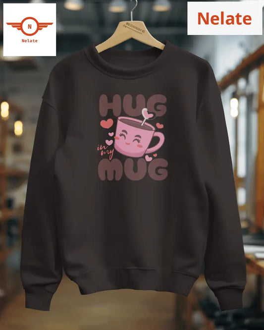 Hug In My Mug Womens Black Sweatshirt