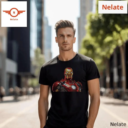 Ironman face closeup 1 black t-shirt -  by Nelate - Men's T-shirt, Men’s T-shirt