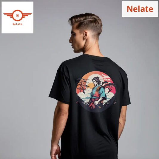 Japanese Ninja Theme Black Oversized T-Shirt