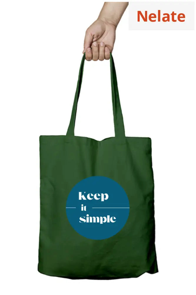 ’Keep It Simple’ Tote Bag Zipper Bottle Green / Standard