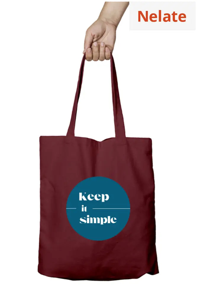 ’Keep It Simple’ Tote Bag Zipper Maroon / Standard