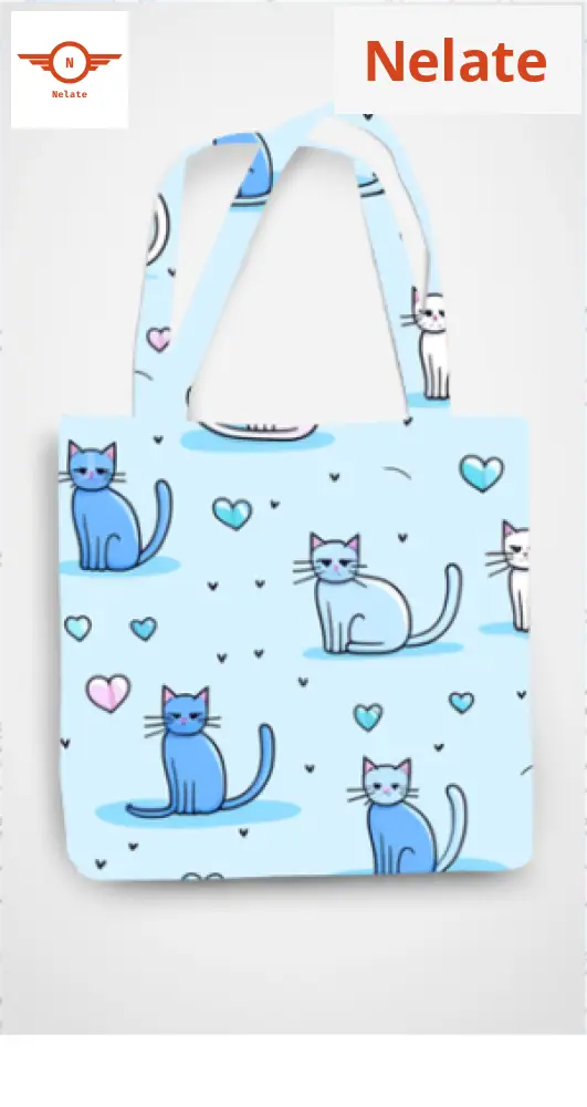 Light Blue Cat Theme Exclusive Tote Bag