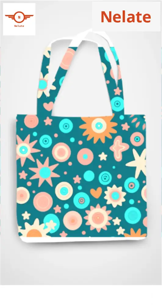 Little Shapes Petrol Blue Theme Exclusive Tote Bags
