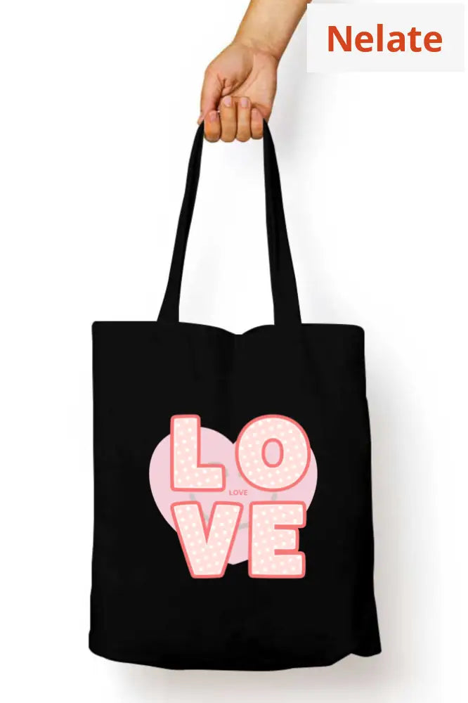 ’Love’ Tote Bag Zipper Black / Standard