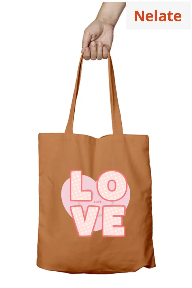 ’Love’ Tote Bag Zipper Khaki / Standard