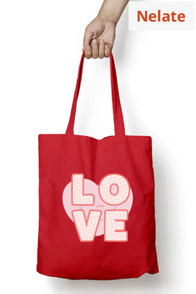 ’Love’ Tote Bag Zipper Red / Standard