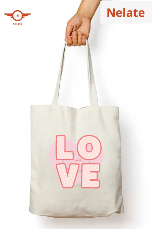 ’Love’ Tote Bag Zipper White / Standard