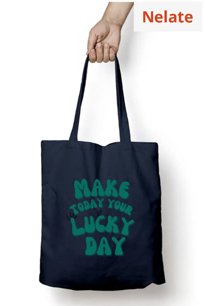 ’Lucky Day’ Tote Bag Zipper Navy Blue / Standard