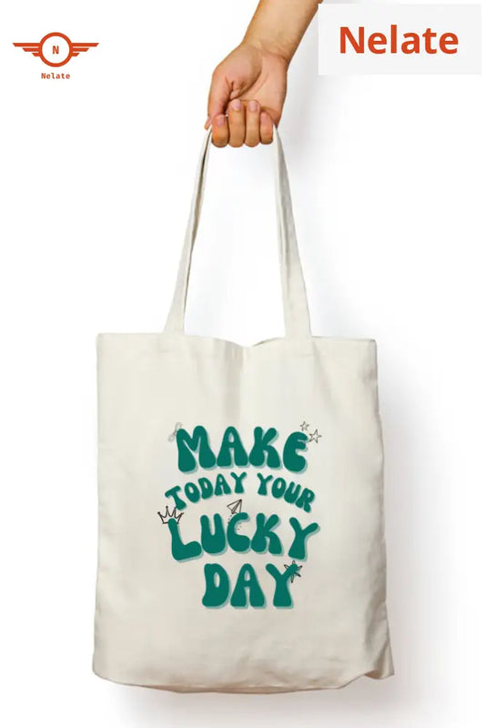 ’Lucky Day’ Tote Bag Zipper White / Standard