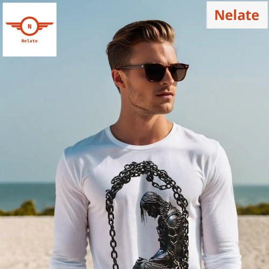 Man Chained Full Sleeves White T-Shirt