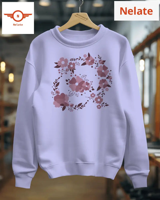 ’Maroon Floral Pattern’ Lavender Women’s Sweatshirt