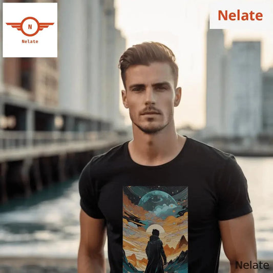 Moon Night theme black t-shirt -  by Nelate - Men's T-shirt, Men’s T-shirt
