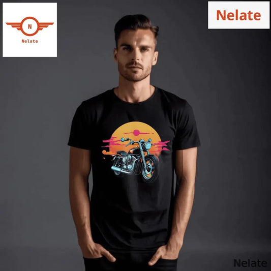 Motor bike color splash black t-shirt -  by Nelate - Men's T-shirt, Men’s T-shirt