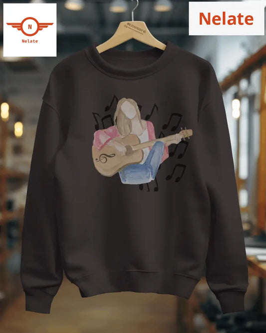Music Lover Theme Womens Black Sweatshirt