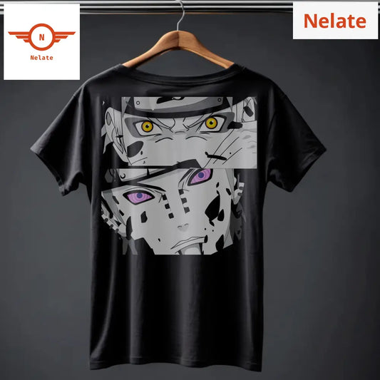 Naruto Uzumaki And Pain - Black Oversized T-Shirt