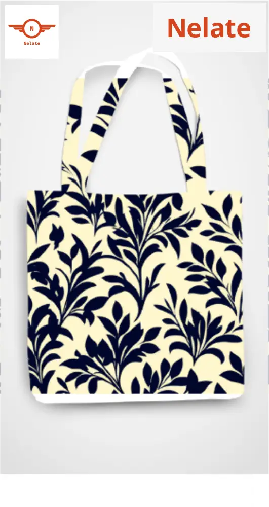 Navy Blue Leaves Theme Exclusive Tote Bag