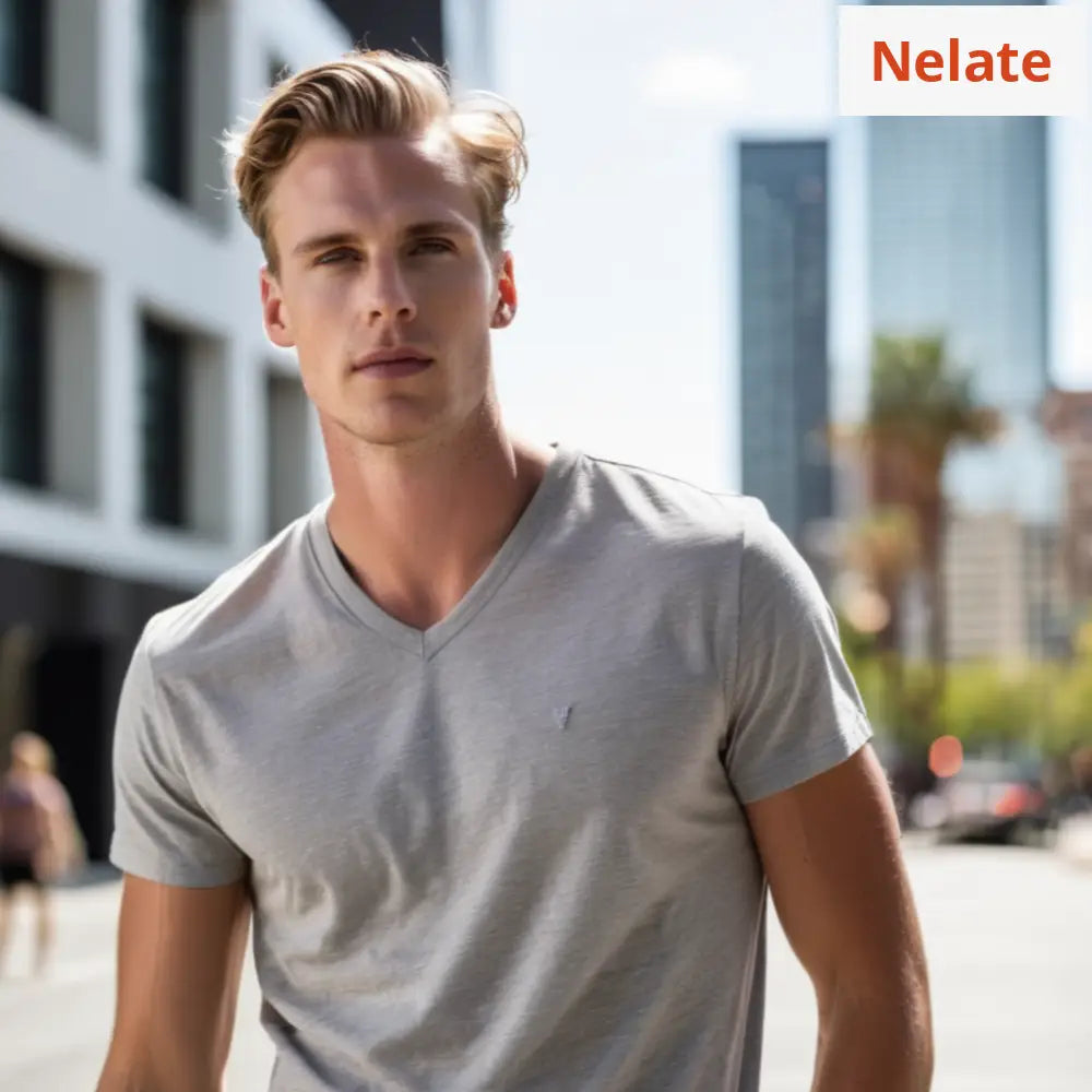 Nelate Exclusive V-Neck T-Shirt (Grey)