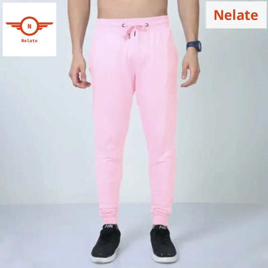 Nelate High Quality Baby Pink Mens Joggers