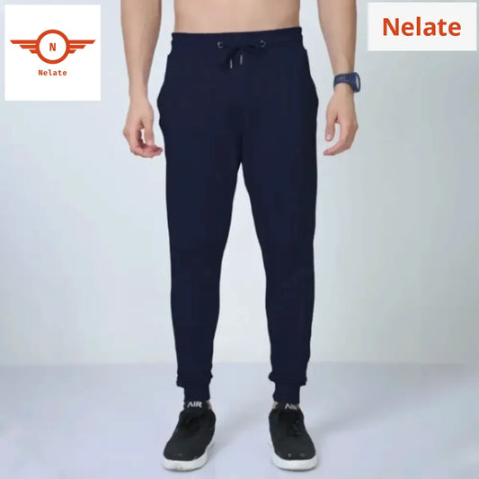 Nelate High Quality Navy Blue Mens Joggers