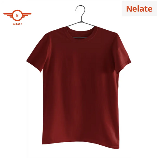 Nelate Plain Maroon T-Shirt For Men