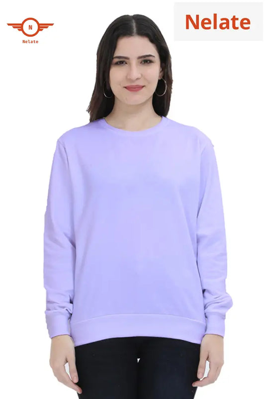 Plain Lavender Sweatshirt For Women
