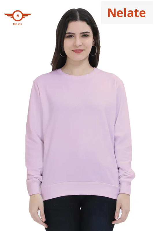 Plain Light Baby Pink Sweatshirt For Women