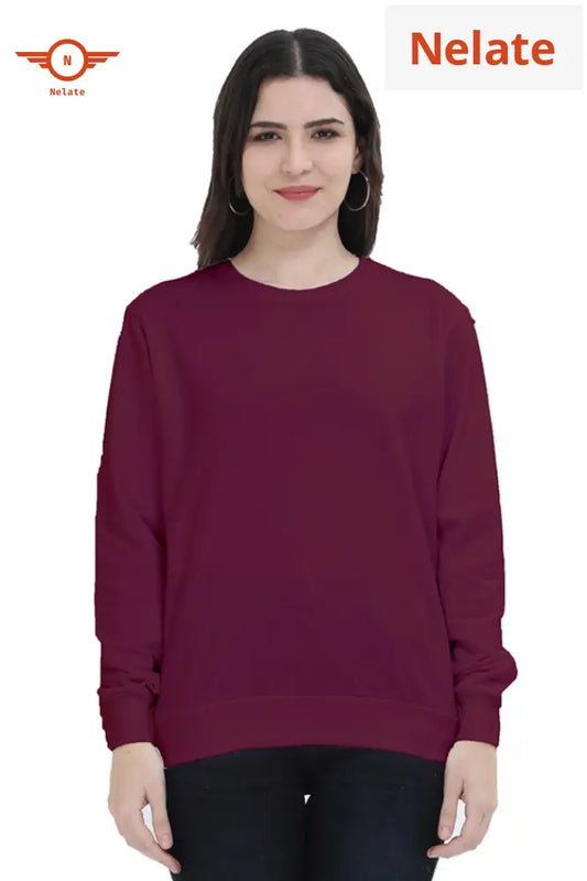 Plain Maroon Sweatshirt For Women