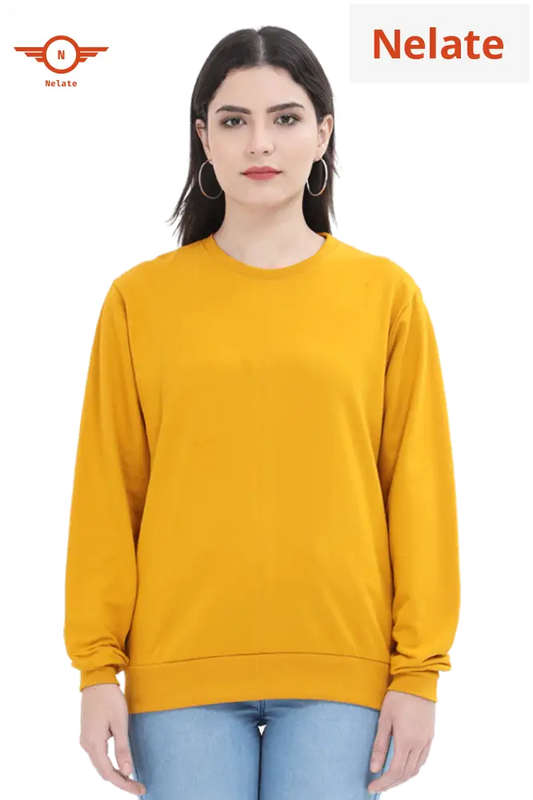 Plain Mustard Yellow Sweatshirt For Women