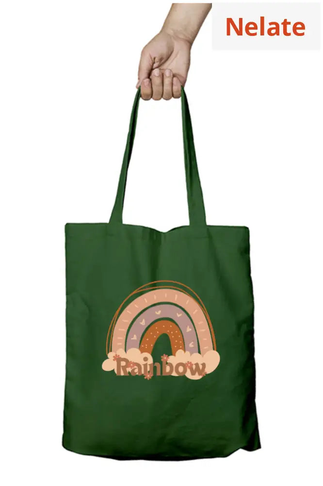 ’Rainbow’ Tote Bag Zipper Bottle Green / Standard