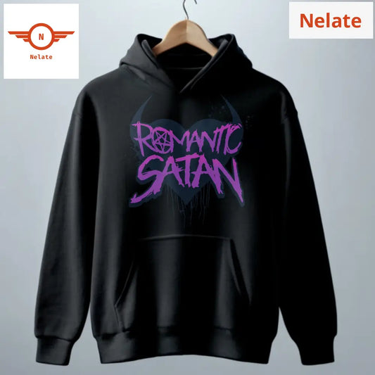 ’Romantic Satan’ Black Hoodie For Men