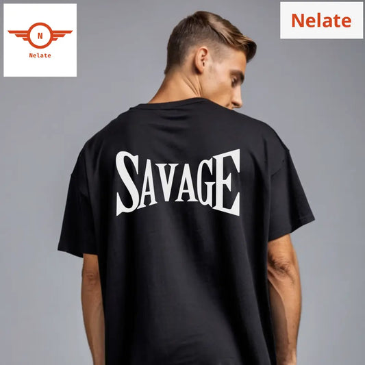 Savage Theme Black Oversized T-Shirt