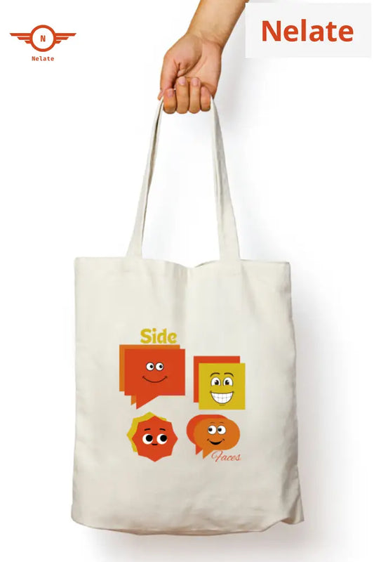 ’Side Faces’ Tote Bag Zipper White / Standard